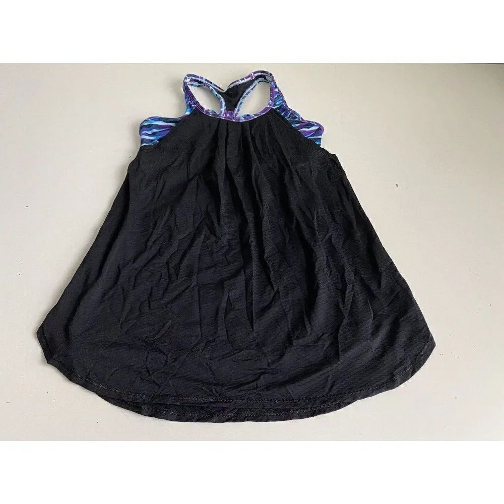 Ivivva by Lululemon Double Dutch Stretch Athletic Tank Top Sz 12 Black Purple